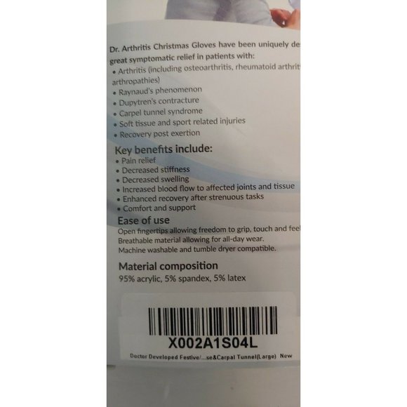 Small Carpel Tunnel Christmas Themed Compression Arthritis Gloves - Picture 4 of 4